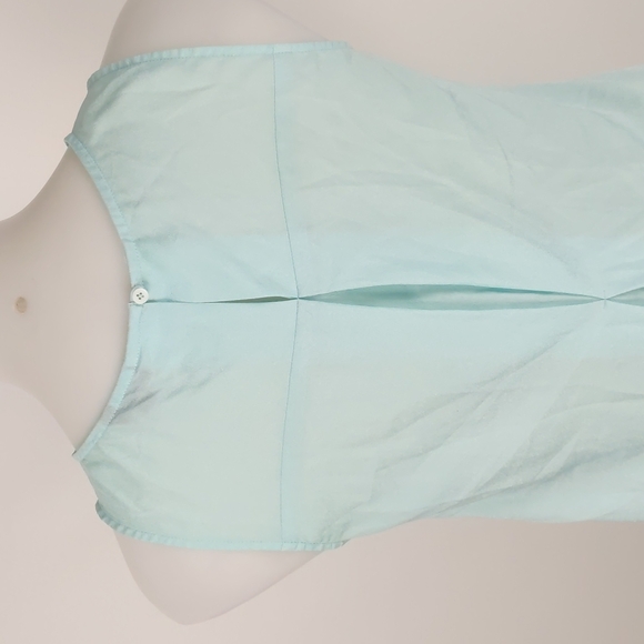 Cue Women's Top Size 6 Mint Green Sleeveless Round Neck Keyhole Button Gathered - Picture 9 of 16